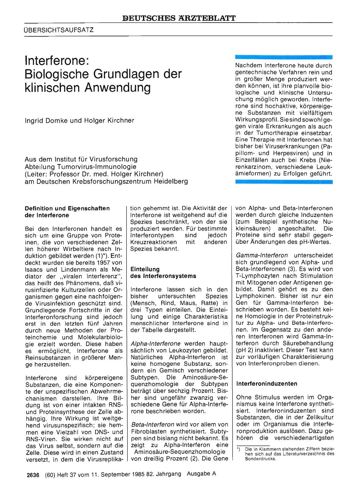 Vorschauseite 1: Interferone: Biologische Grundlagen der klinischen Anwendung