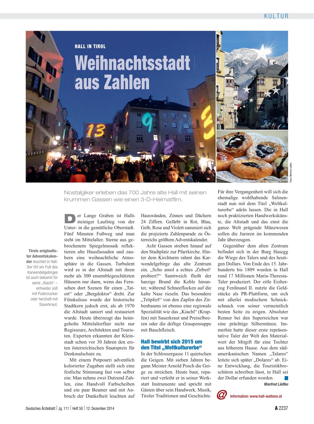 Vorschauseite 1: Hall in Tirol: Weihnachtsstadt aus Zahlen