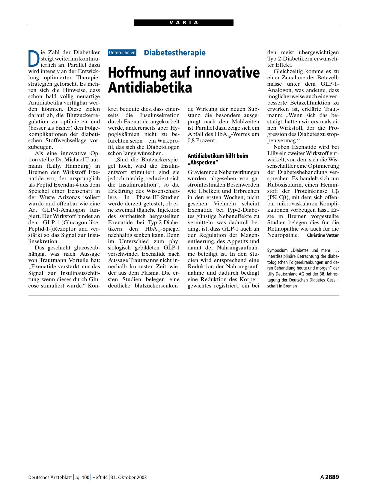 Vorschauseite 1: Diabetestherapie: Hoffnung auf innovative Antidiabetika