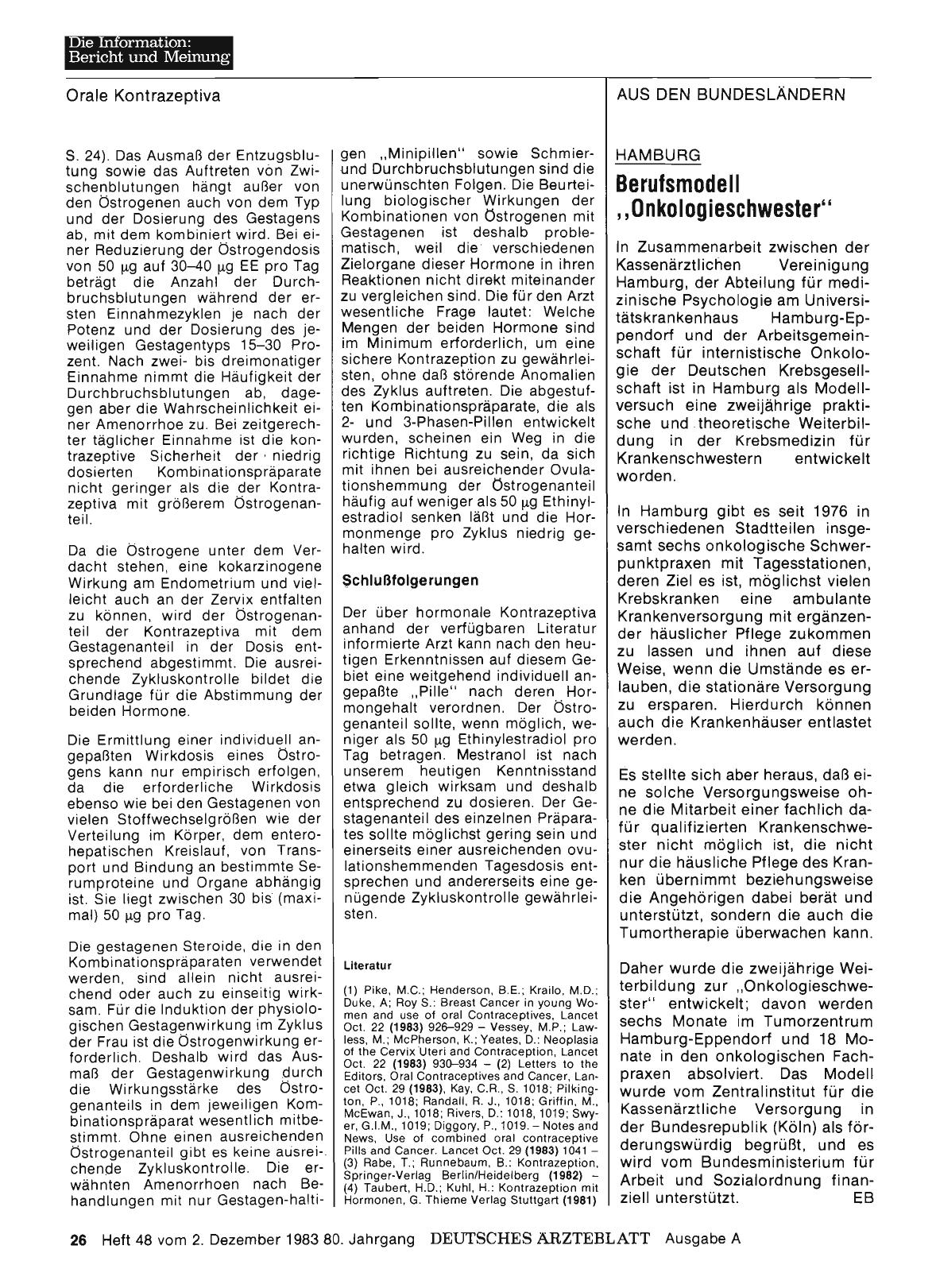 Vorschauseite 1: HAMBURG: Berufsmodell „Onkologieschwester“