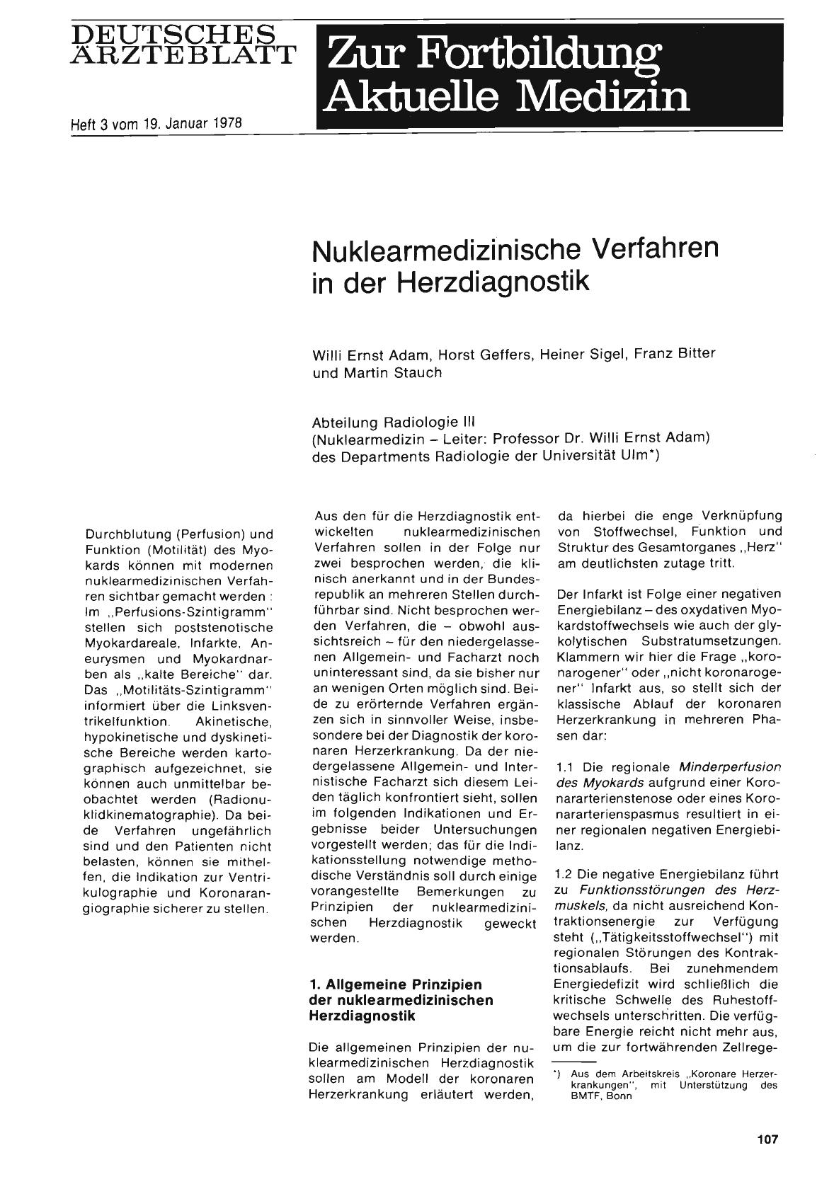 Vorschauseite 1: Nuklearmedizinische Verfahren in der Herzdiagnostik