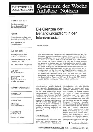 Vorschauseite 1: Die Grenzen der Behandlungspflicht in der Intensivmedizin