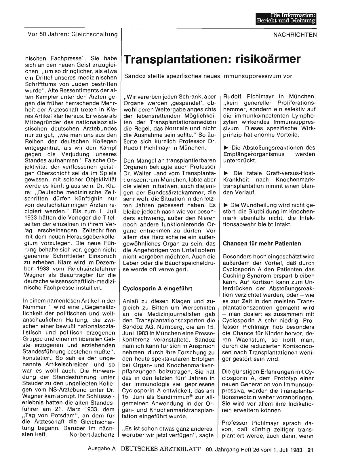 Vorschauseite 1: Transplantationen: risikoärmer