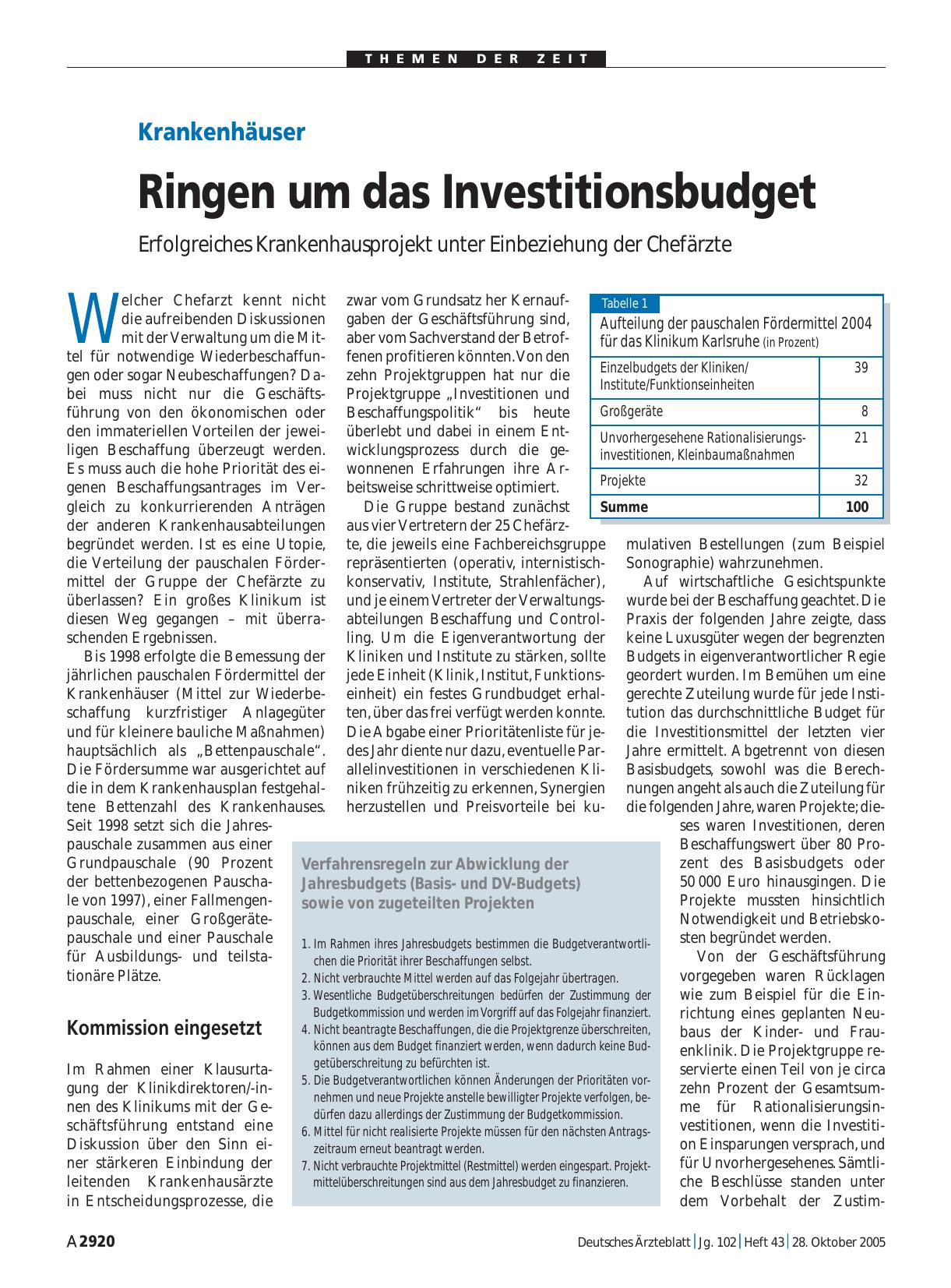 Vorschauseite 1: Krankenhäuser: Ringen um das Investitionsbudget