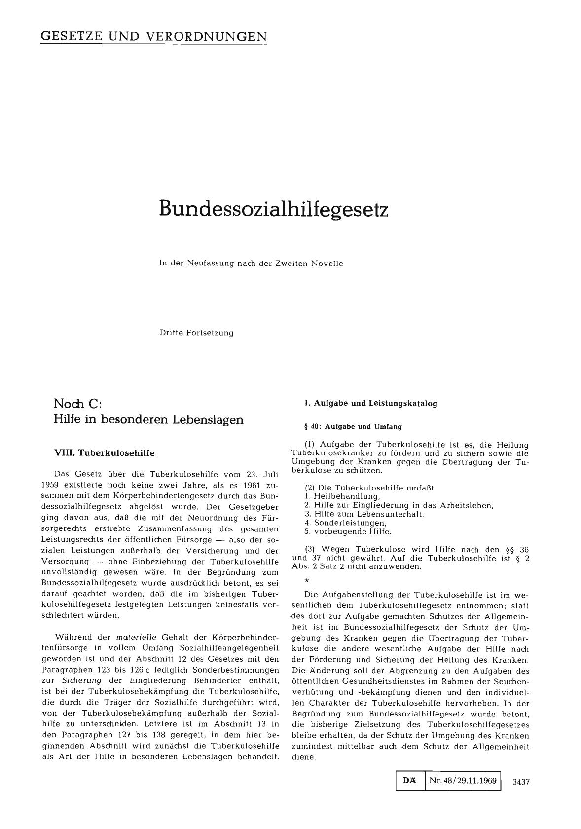 Vorschauseite 1: Bundessozialhilfegesetz: In der Neufassung nach der Zweiten Novelle (Dritte Fortsetzung)