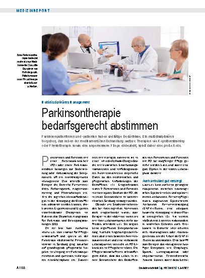 Vorschauseite 1: Multidisziplinäres Management: Parkinsontherapie bedarfsgerecht abstimmen