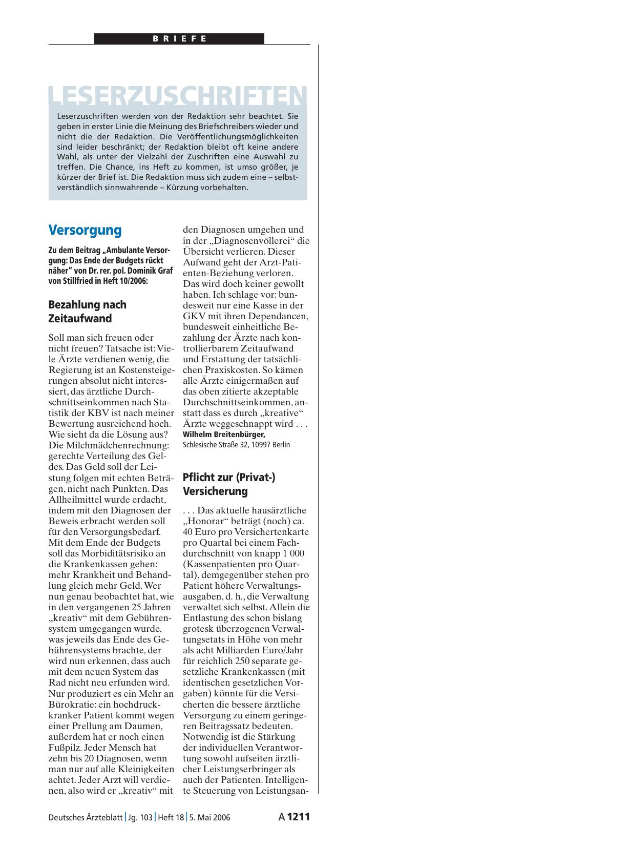 Vorschauseite 1: Versorgung: Pflicht zur (Privat-) Versicherung