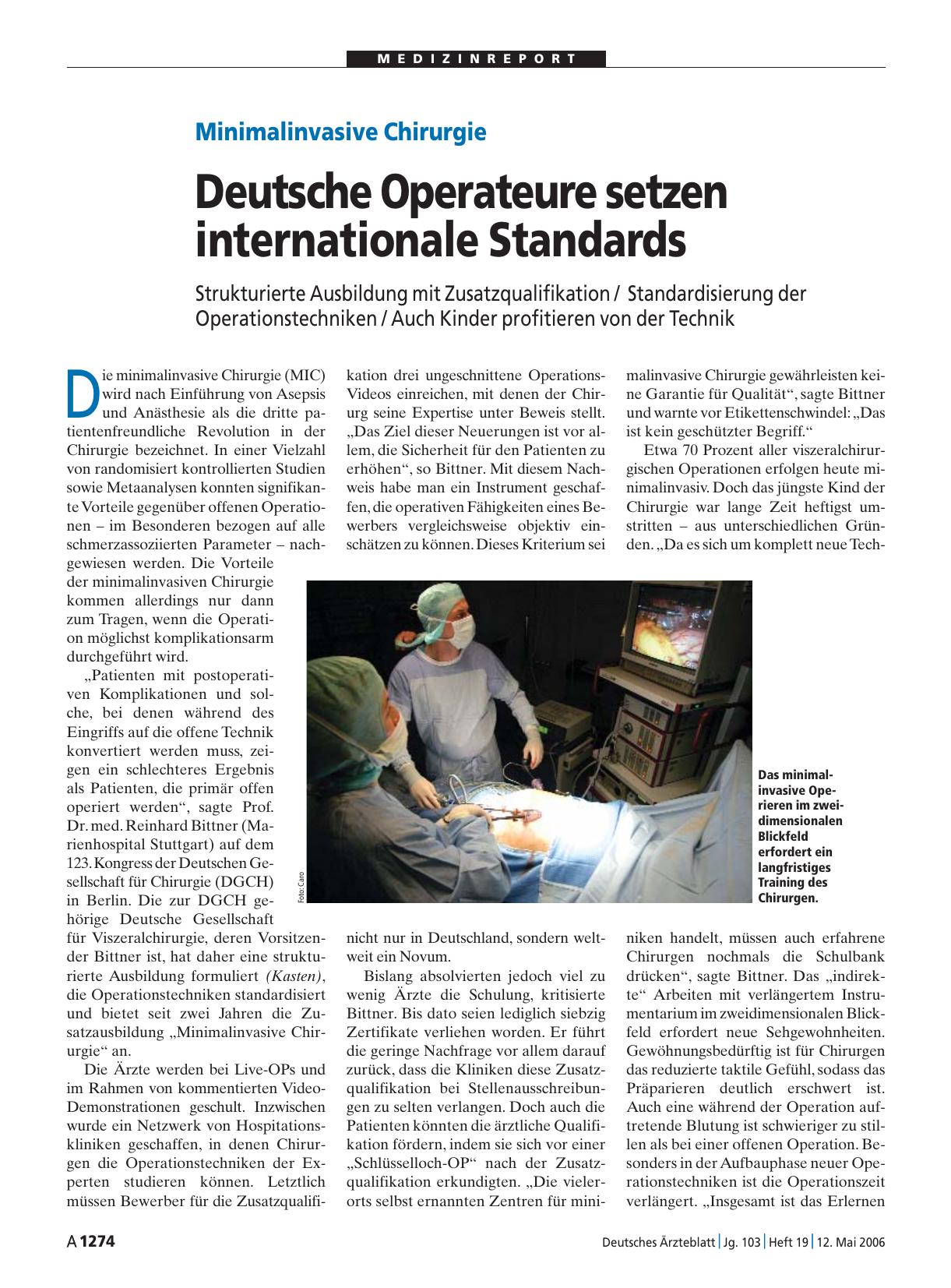Vorschauseite 1: Minimalinvasive Chirurgie: Deutsche Operateure setzen internationale Standards