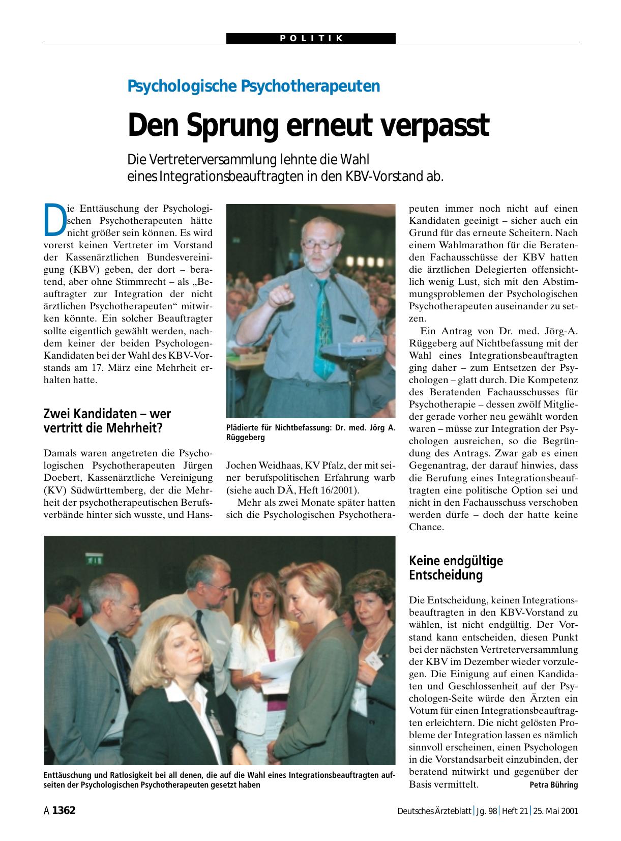 Vorschauseite 1: Psychologische Psychotherapeuten: Den Sprung erneut verpasst