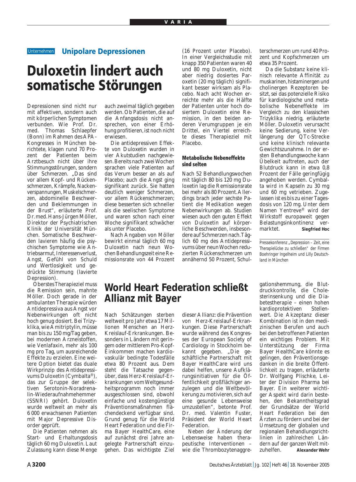 Vorschauseite 1: World Heart Federation schließt Allianz mit Bayer