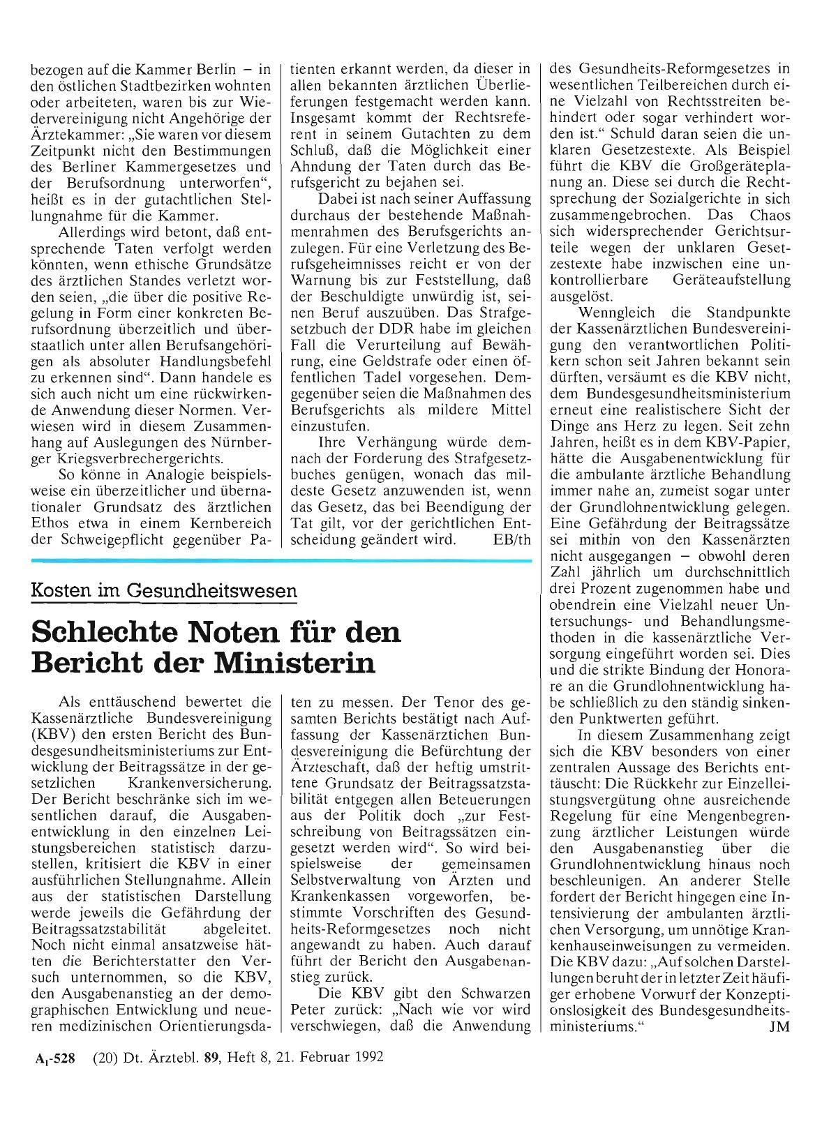 Vorschauseite 1: Kosten im Gesundheitswesen: Schlechte Noten für den Bericht der Ministerin