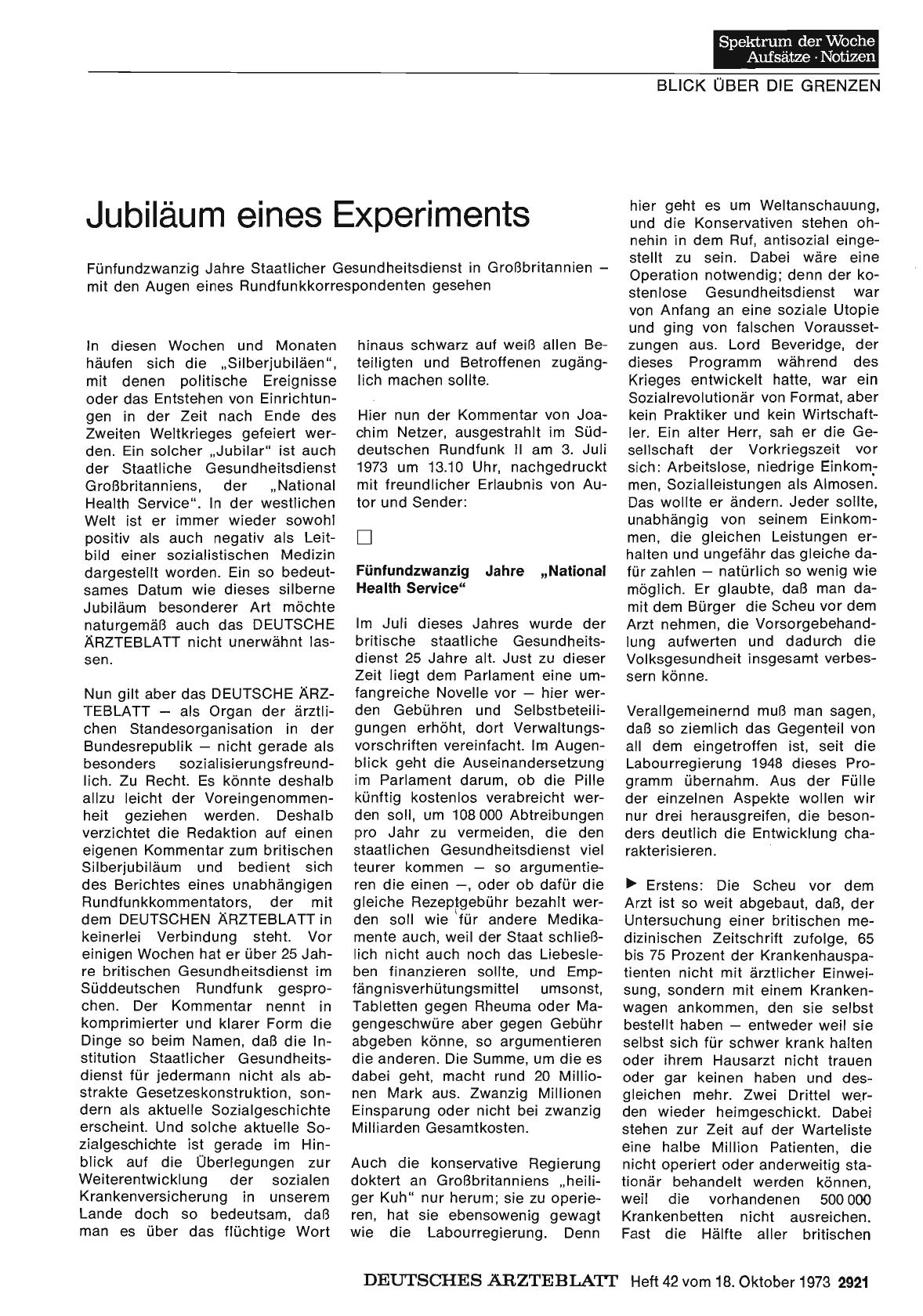 Vorschauseite 1: Jubiläum eines Experiments