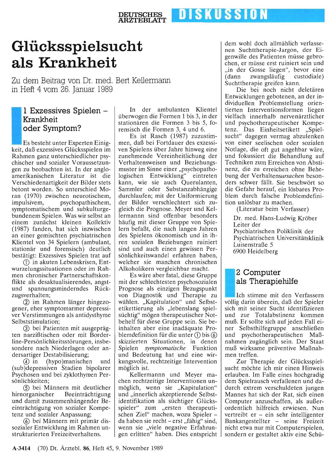 Vorschauseite 1: Glücksspielsucht als Krankheit: 2 Computer als Therapiehilfe