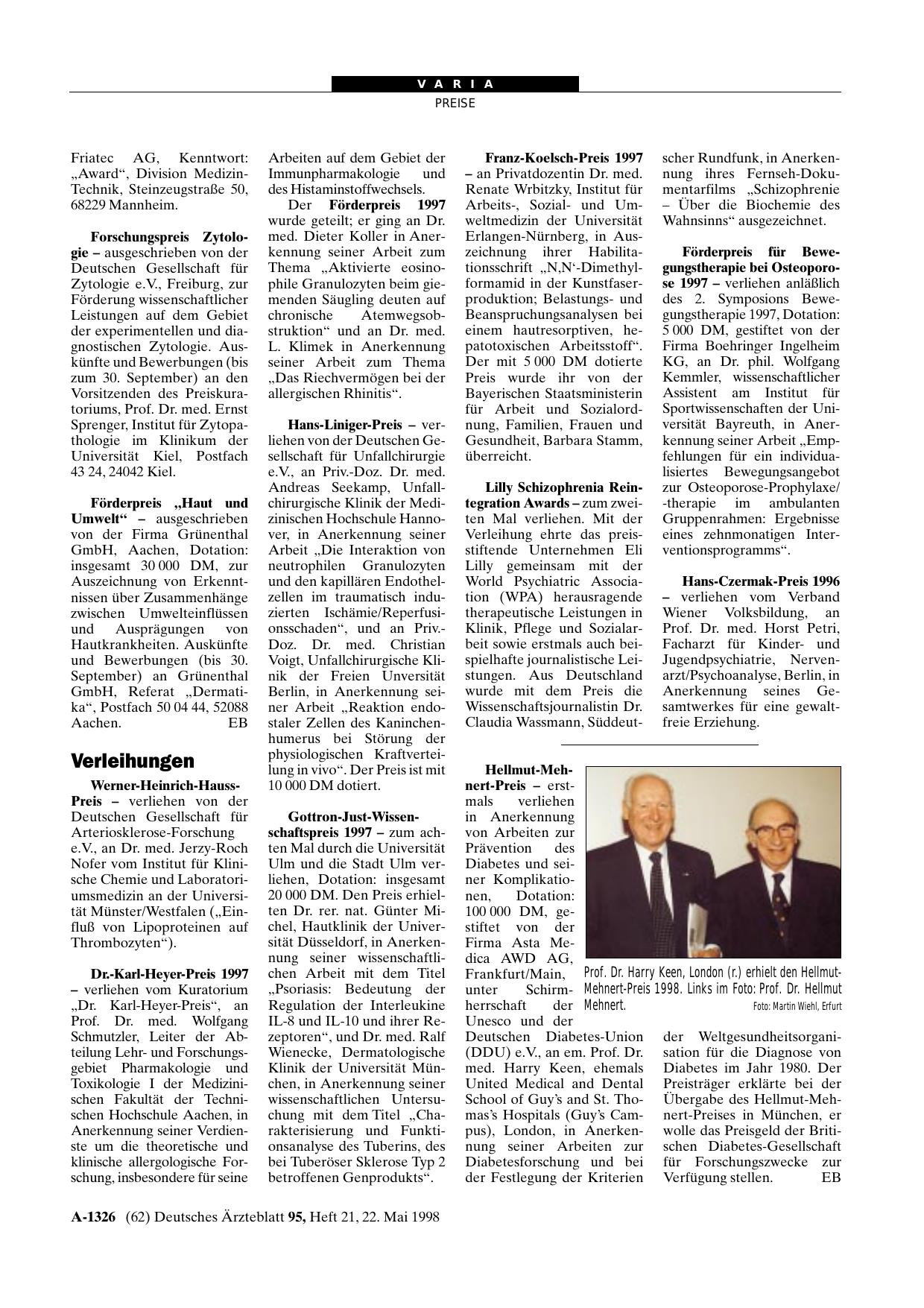 Vorschauseite 1: Verleihungen