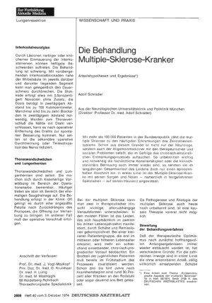 Vorschauseite 1: Die Behandlung Multiple-Sklerose-Kranker
