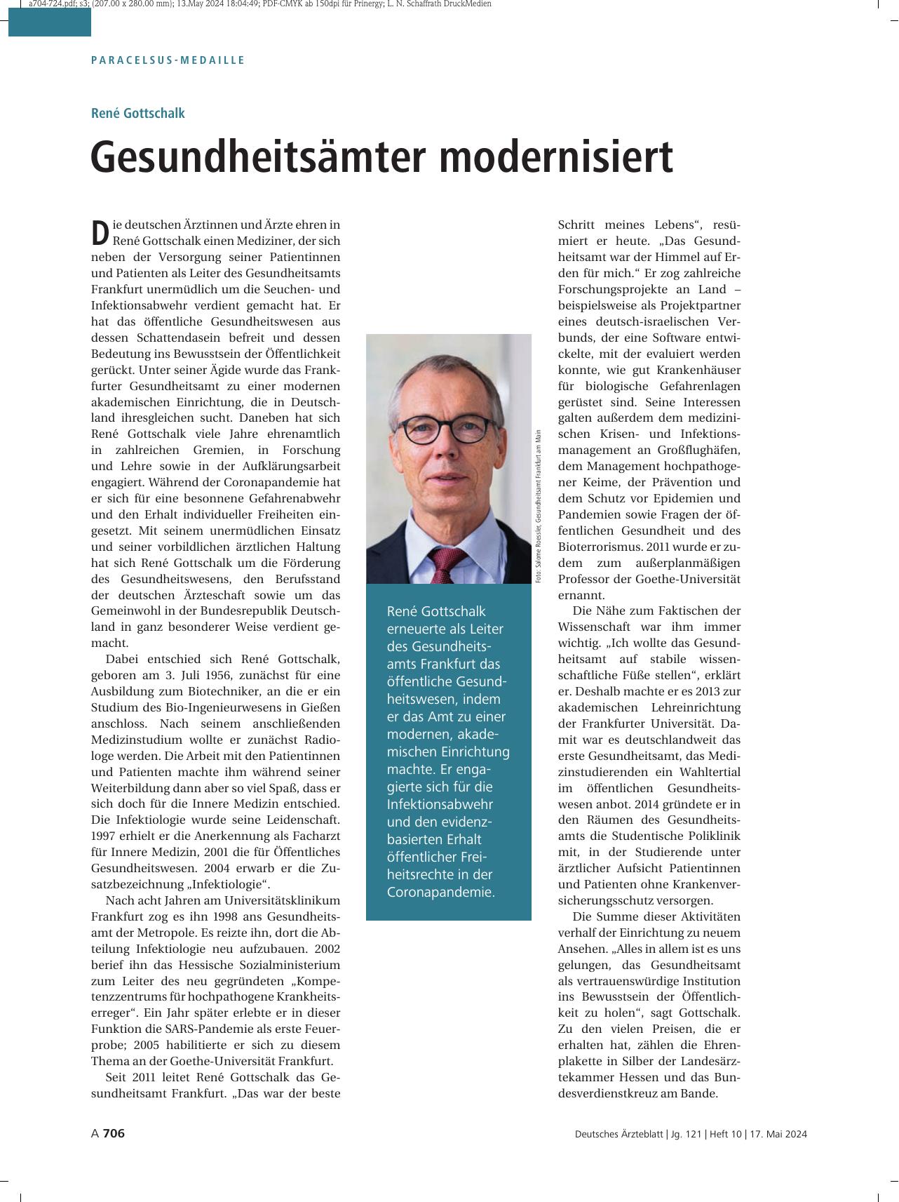 Vorschauseite 1: René Gottschalk: Gesundheitsämter modernisiert