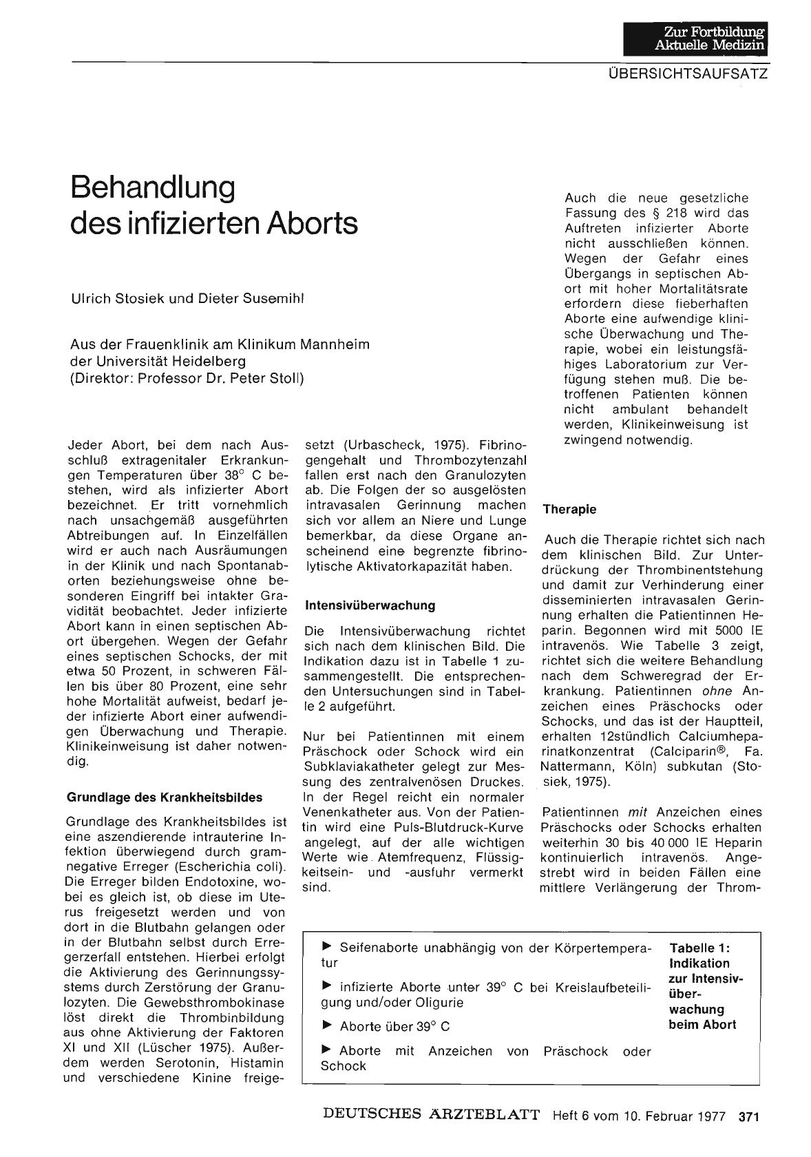 Vorschauseite 1: Behandlung des infizierten Aborts