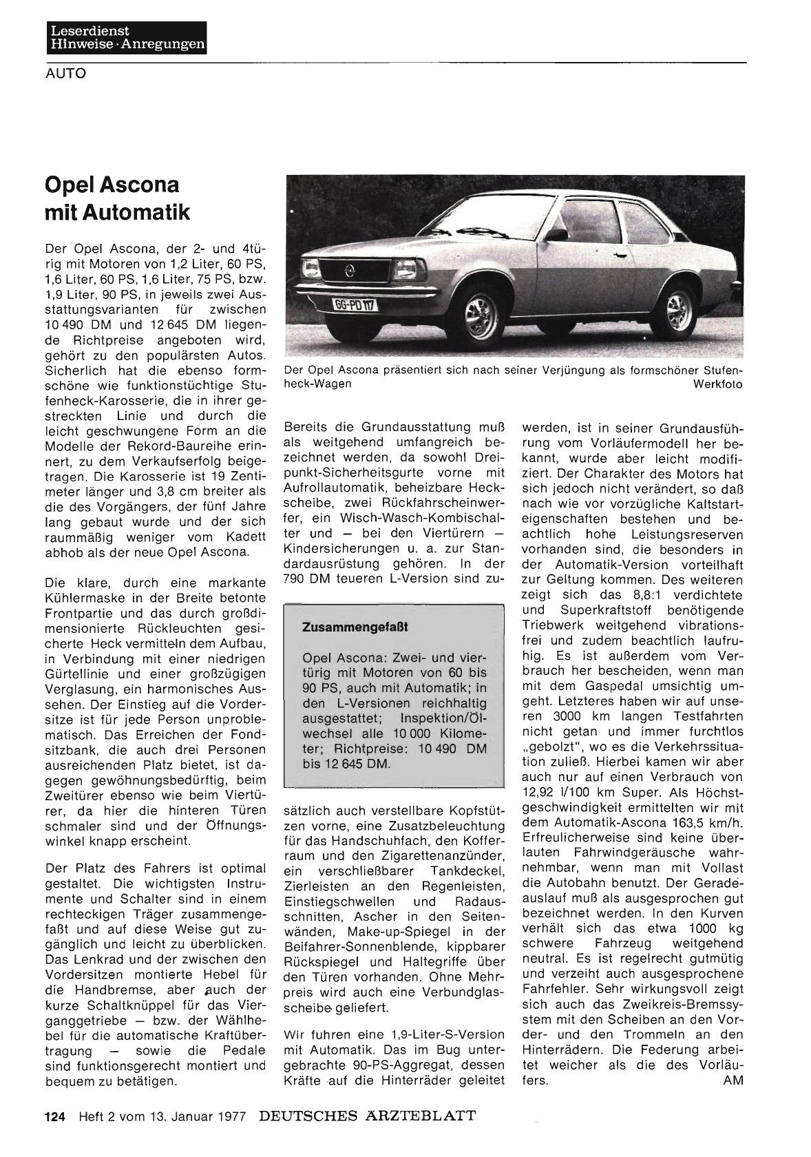 Vorschauseite 1: Opel Ascona mit Automatik