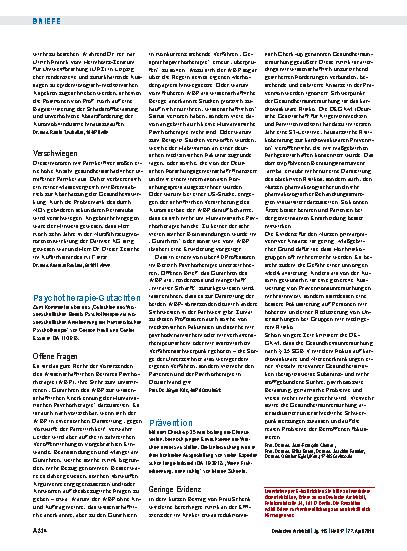 Vorschauseite 1: Prävention: Geringe Evidenz