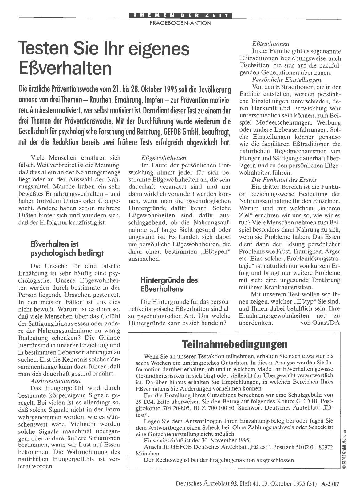 Vorschauseite 1: Testen Sie Ihr eigenes Eßverhalten