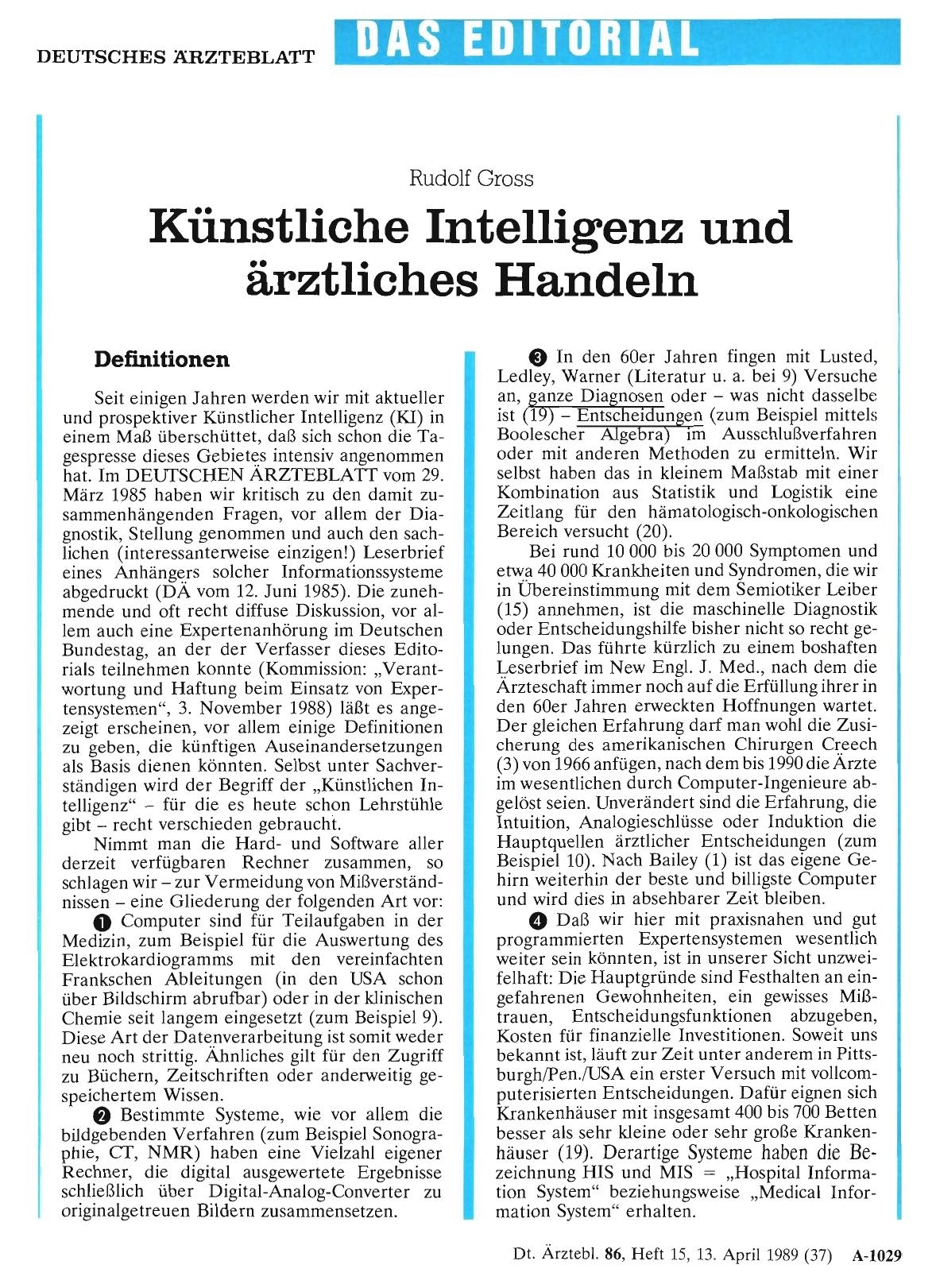 Vorschauseite 1: Künstliche Intelligenz und ärztliches Handeln