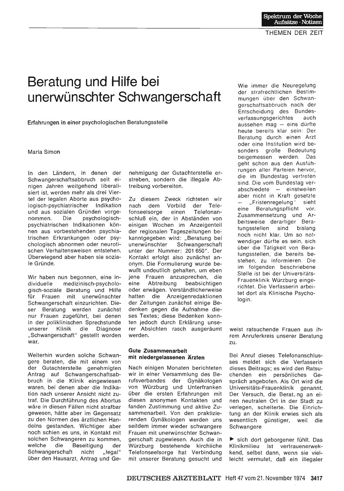 Vorschauseite 1: Beratung und Hilfe bei unerwünschter Schwangerschaft