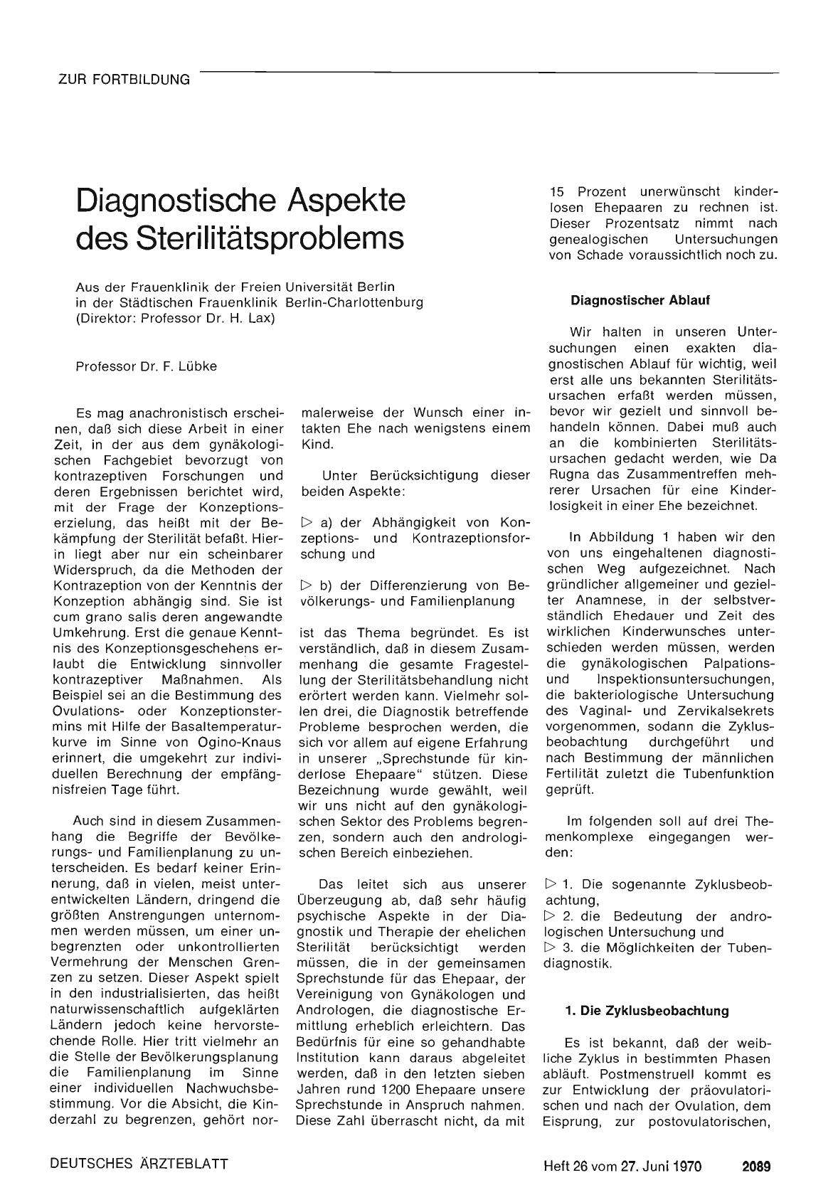 Vorschauseite 1: Diagnostische Aspekte des Sterilitätsproblems