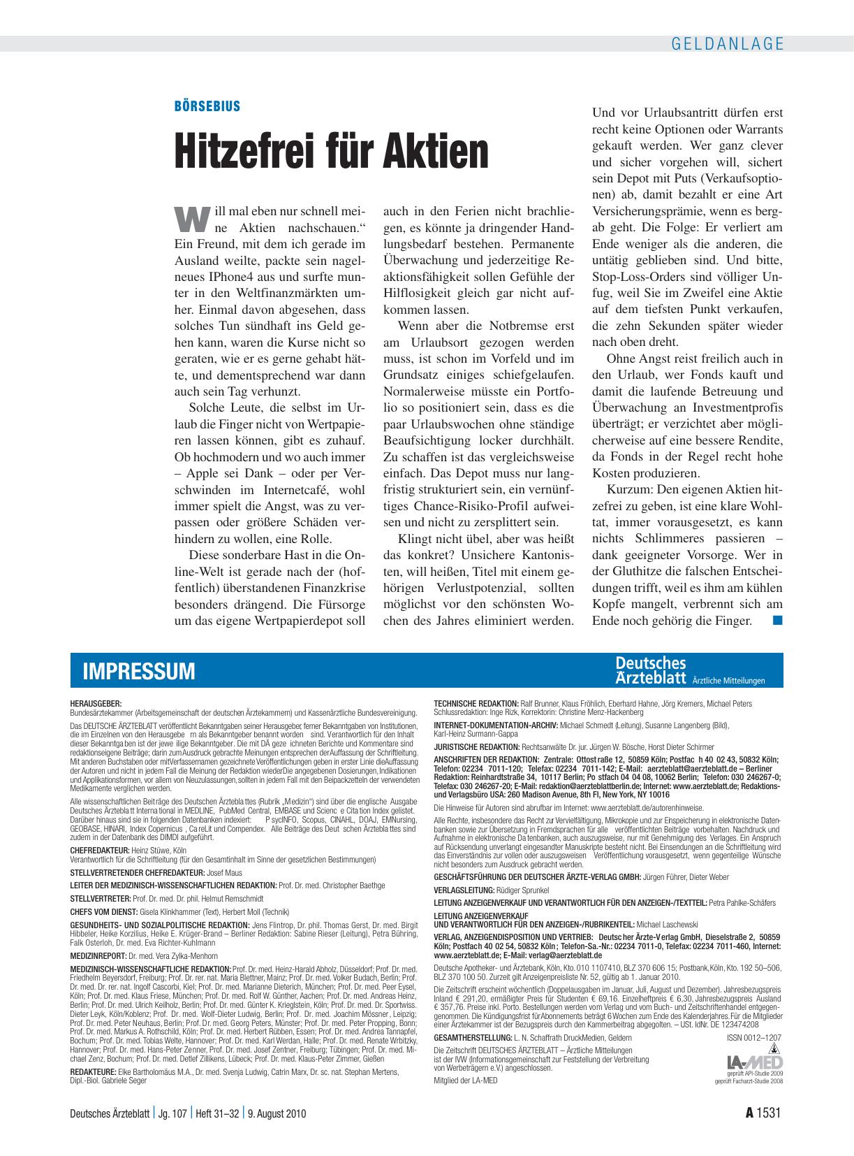 Vorschauseite 1: Börsebius: Hitzefrei für Aktien