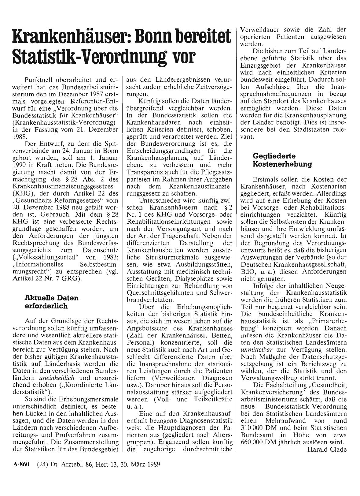 Vorschauseite 1: Krankenhäuser: Bonn bereitet Statistik-Verordnung vor