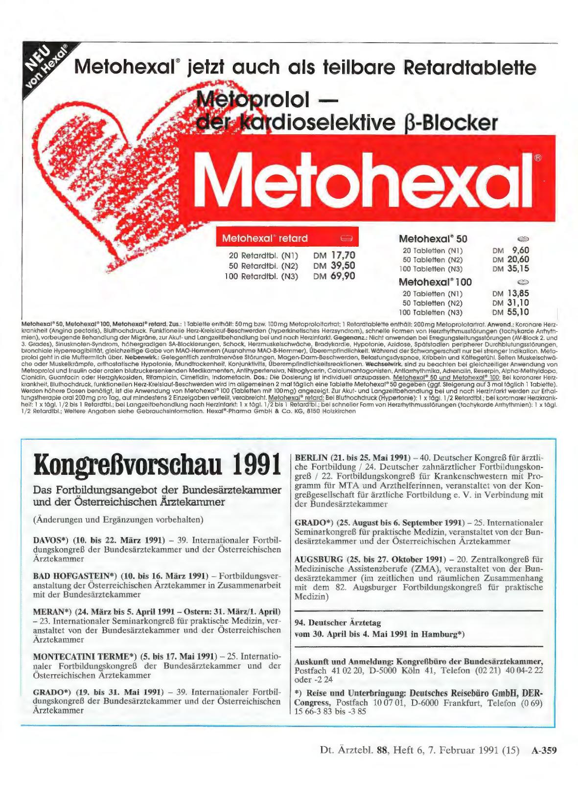 Vorschauseite 1: Kongreßvorschau 1991