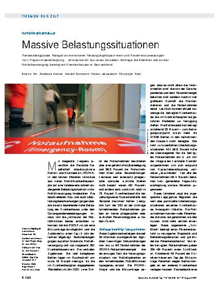 Vorschauseite 1: Notfallkrankenhäuser: Massive Belastungssituationen