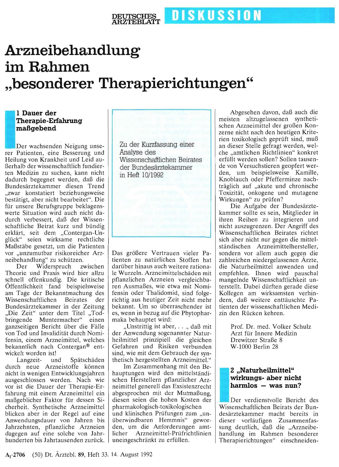 Vorschauseite 1: Arzneibehandlung im Rahmen „besonderer Therapierichtungen“: 1 Dauer der Therapie-Erfahrung maßgebend