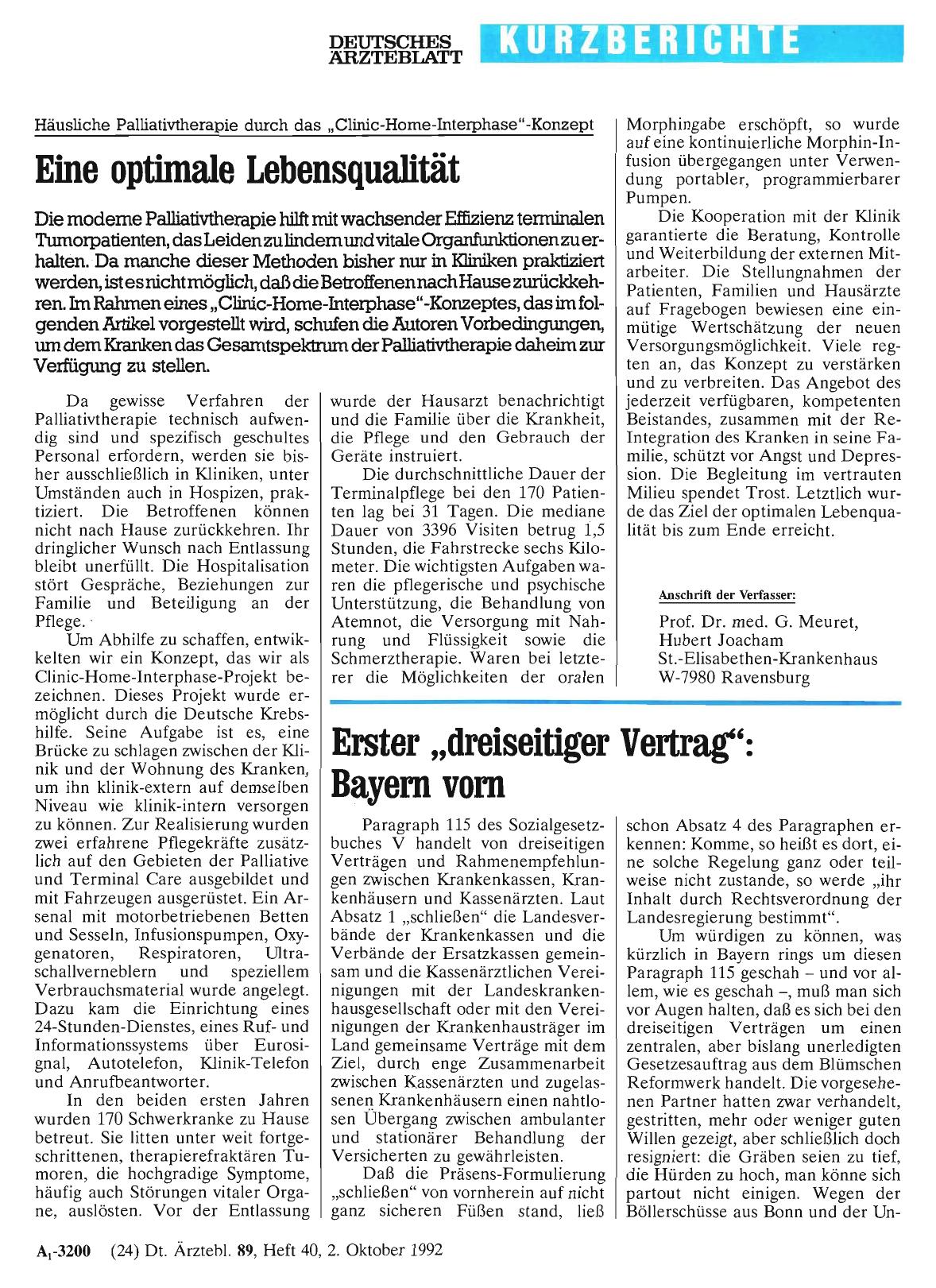 Vorschauseite 1: Häusliche Palliativtherapie durch das „Clinic-Home-Interphase“-Konzept: Eine optimale Lebensqualität