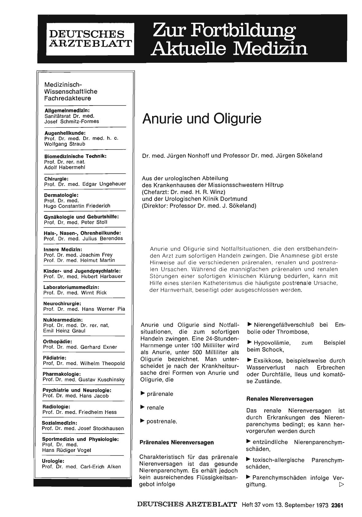 Vorschauseite 1: Anurie und Oligurie