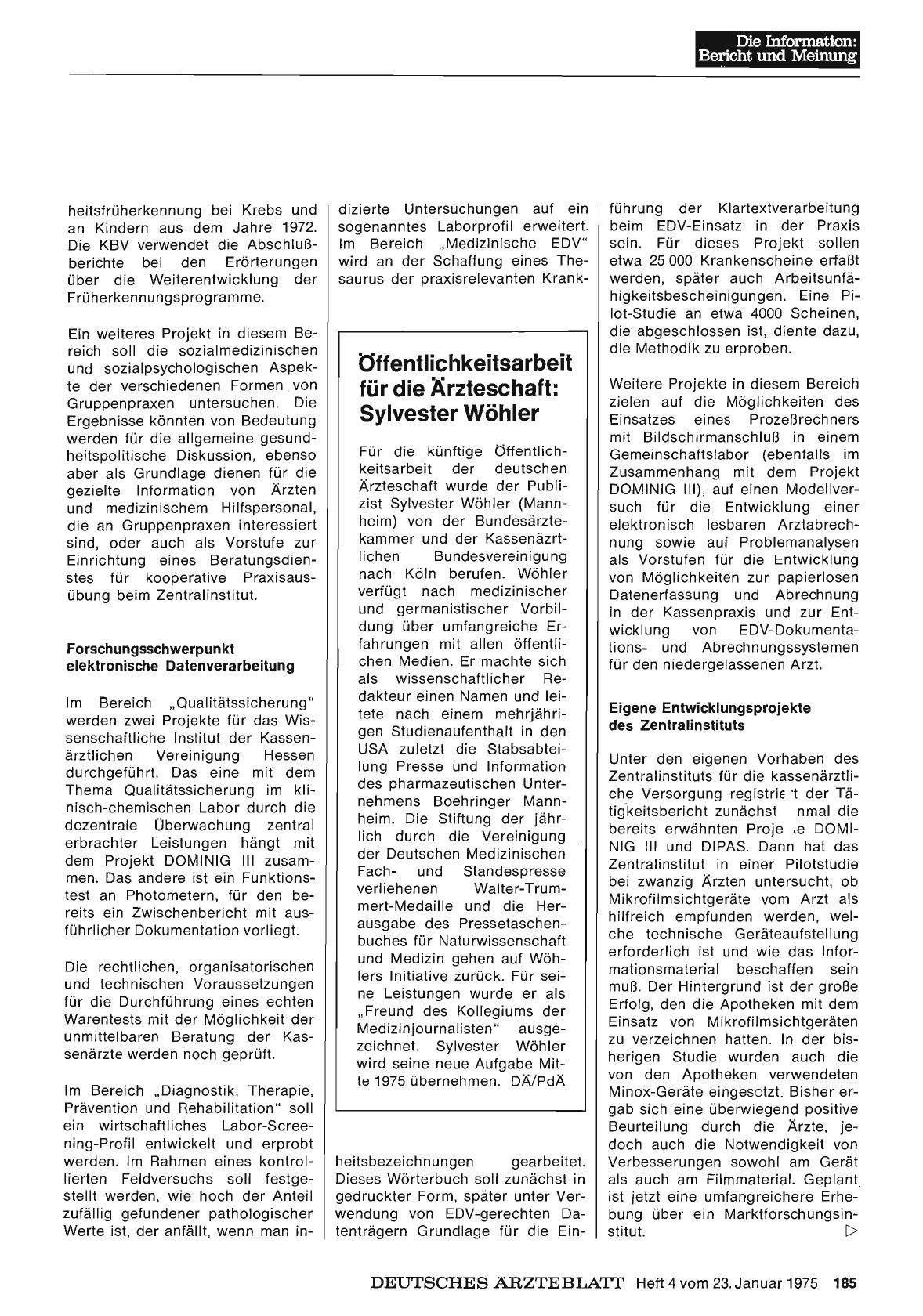 Vorschauseite 1: Öffentlichkeitsarbeit für die Ärzteschaft: Sylvester Wöhler