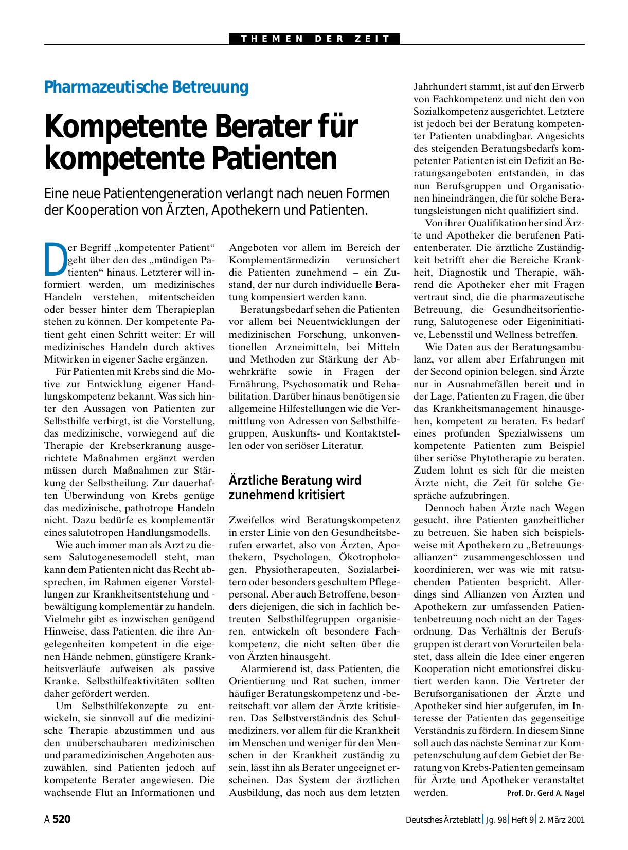 Vorschauseite 1: Pharmazeutische Betreuung: Kompetente Berater für kompetente Patienten