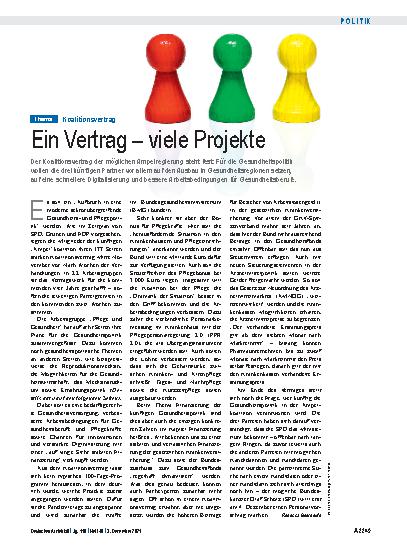 Vorschauseite 1: Koalitionsvertrag: Ein Vertrag – viele Projekte