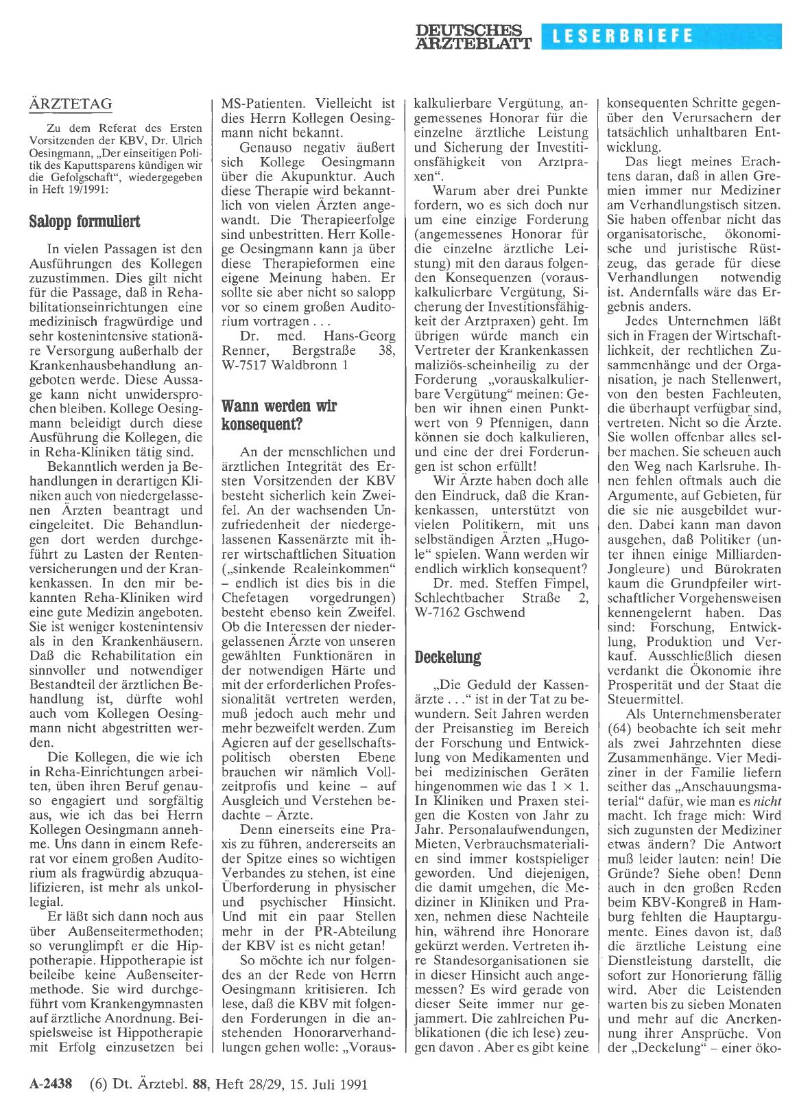 Vorschauseite 1: ÄRZTETAG: Salopp formuliert