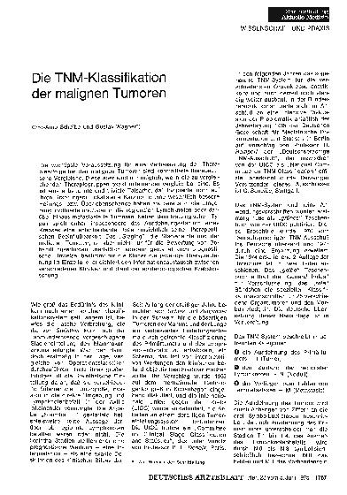 Vorschauseite 1: Die TNM-Klassifikation der malignen Tumoren