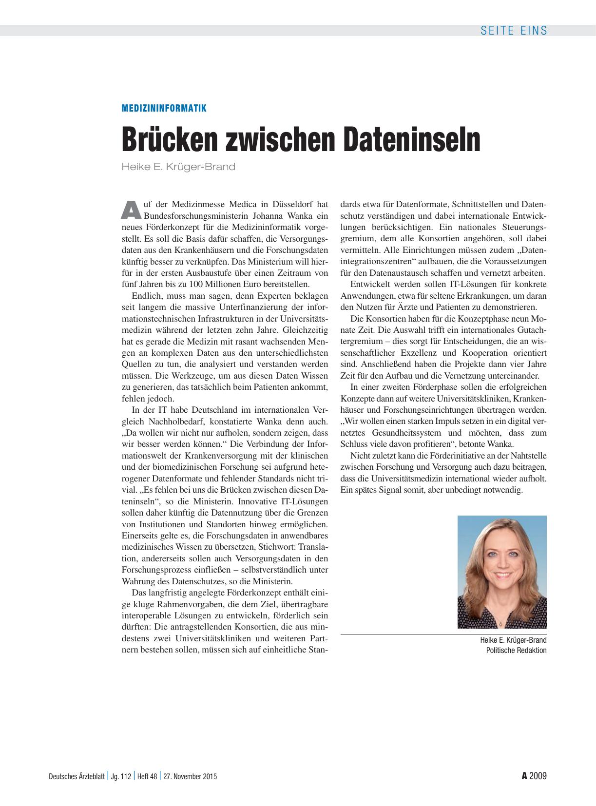 Vorschauseite 1: Medizininformatik: Brücken zwischen Dateninseln