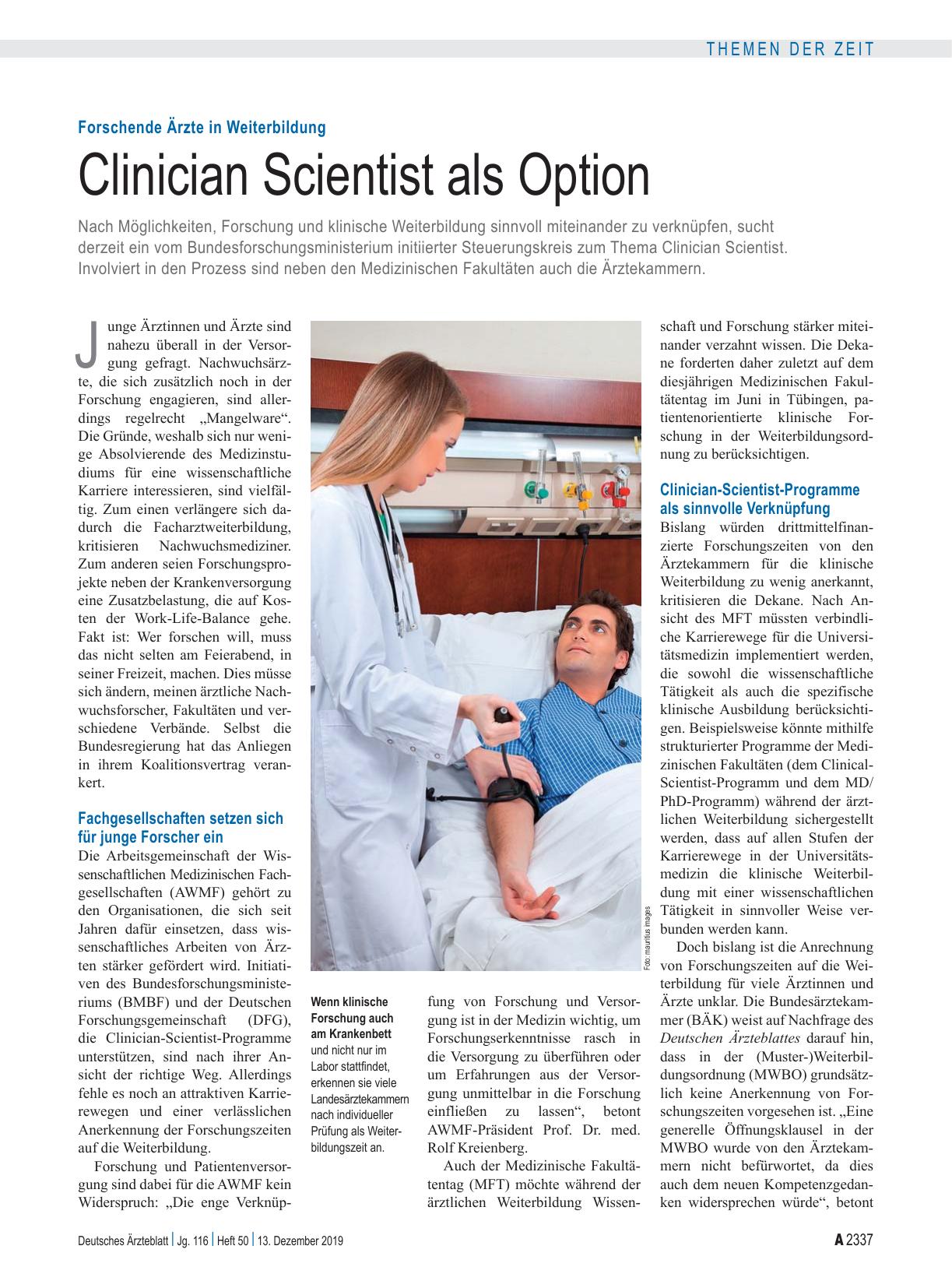 Vorschauseite 1: Forschende Ärzte in Weiterbildung: Clinician Scientist als Option