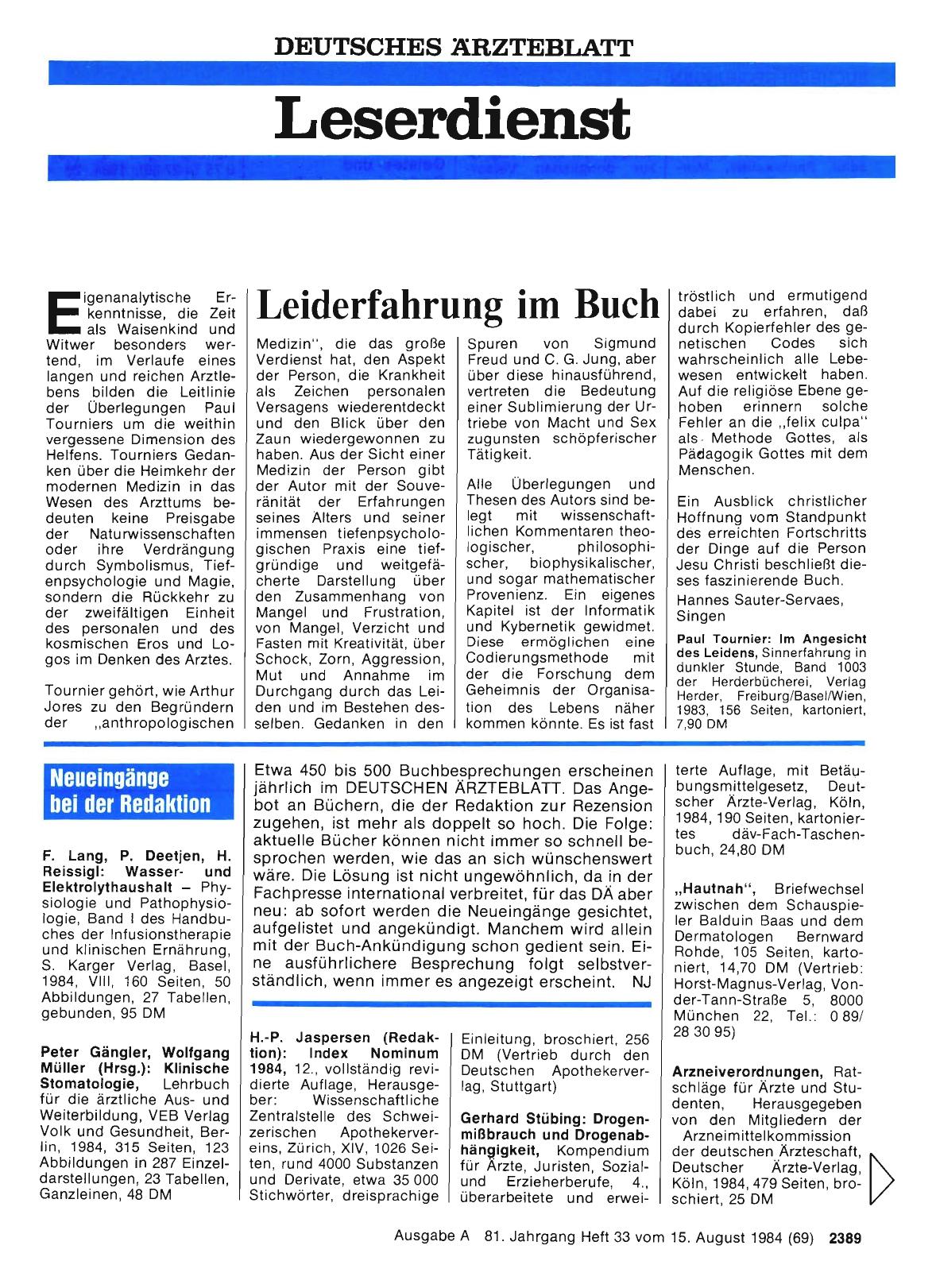 Vorschauseite 1: Neueingänge bei der Redaktion