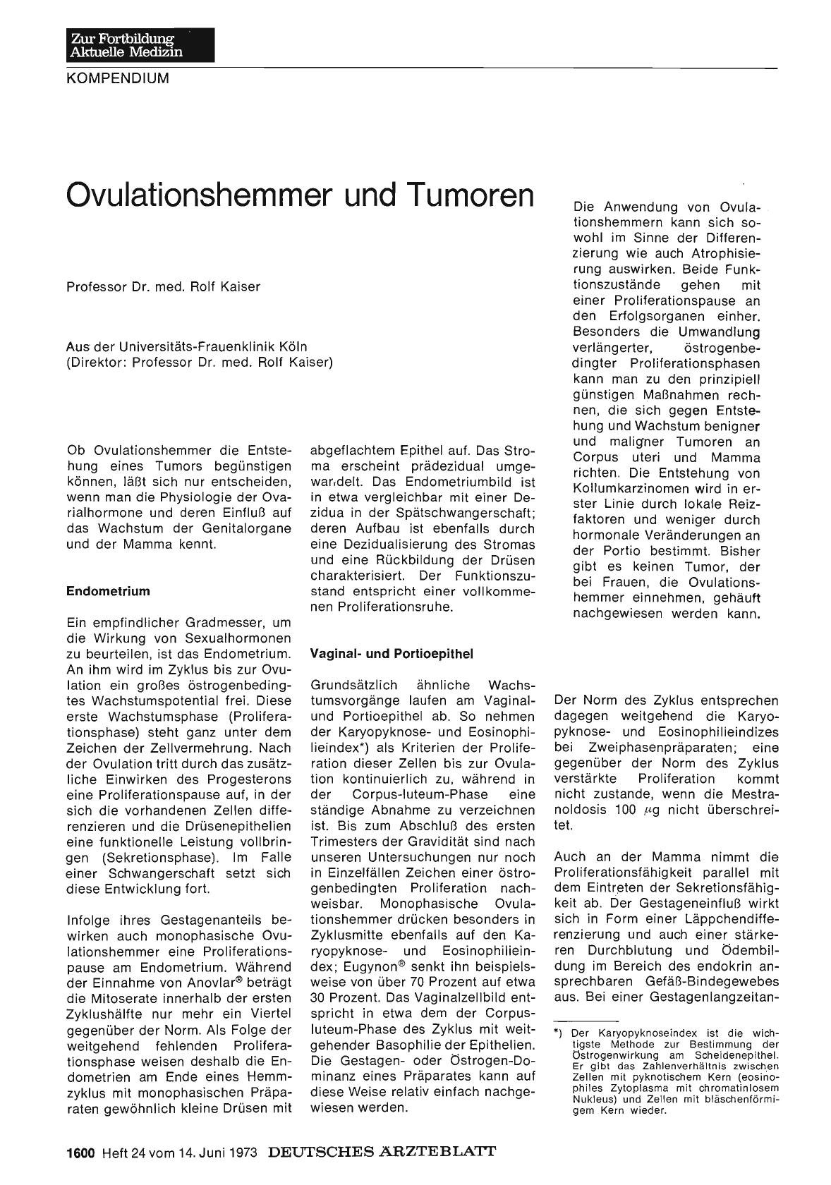 Vorschauseite 1: Ovulationshemmer und Tumoren