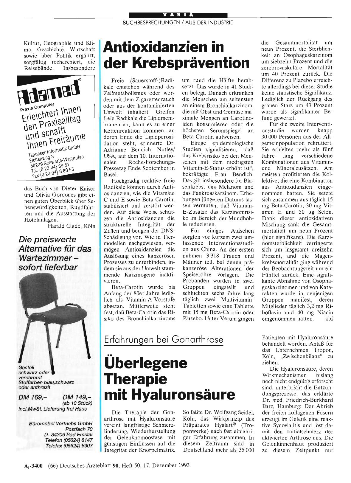 Vorschauseite 1: Antioxidanzien in der Krebsprävention