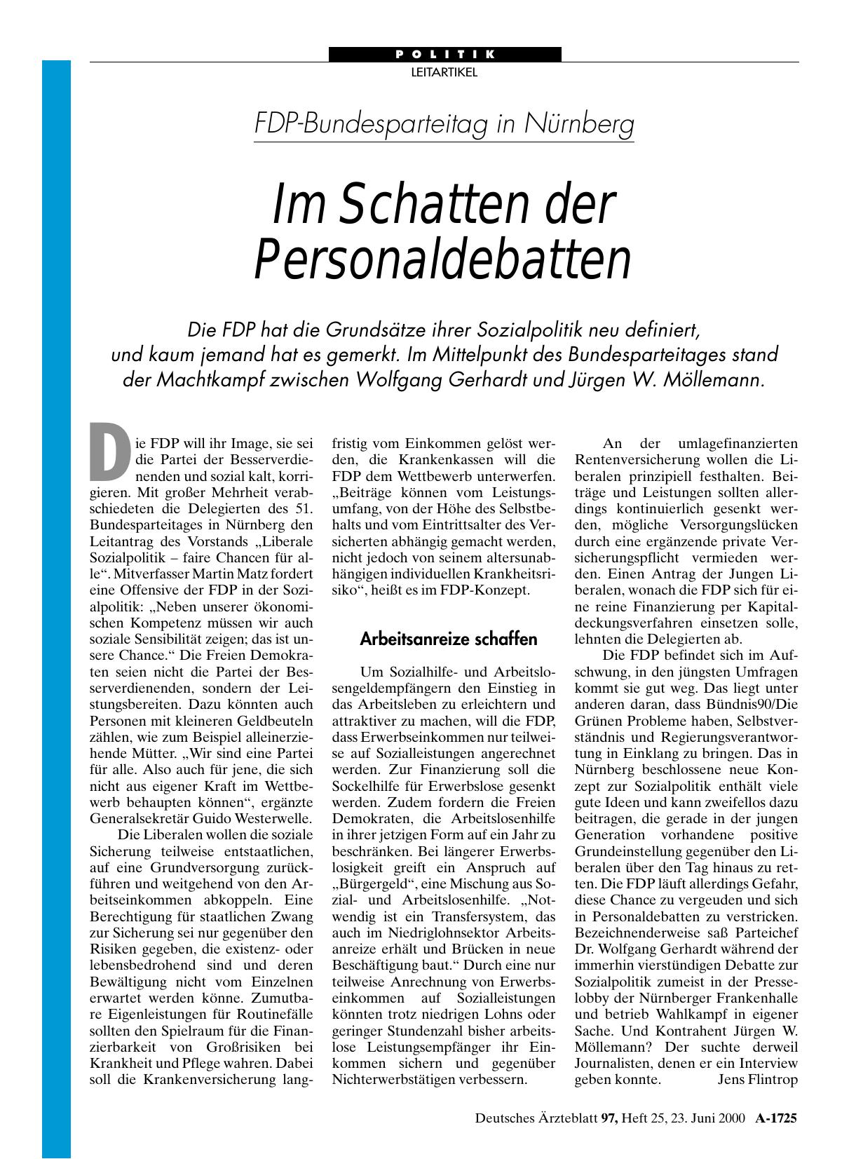 Vorschauseite 1: FDP-Bundesparteitag in Nürnberg: Im Schatten der Personaldebatten