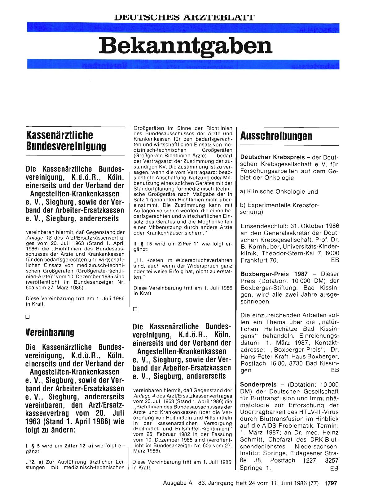 Vorschauseite 1: Anlage 18 zum Arzt/Ersatzkassenvertrages