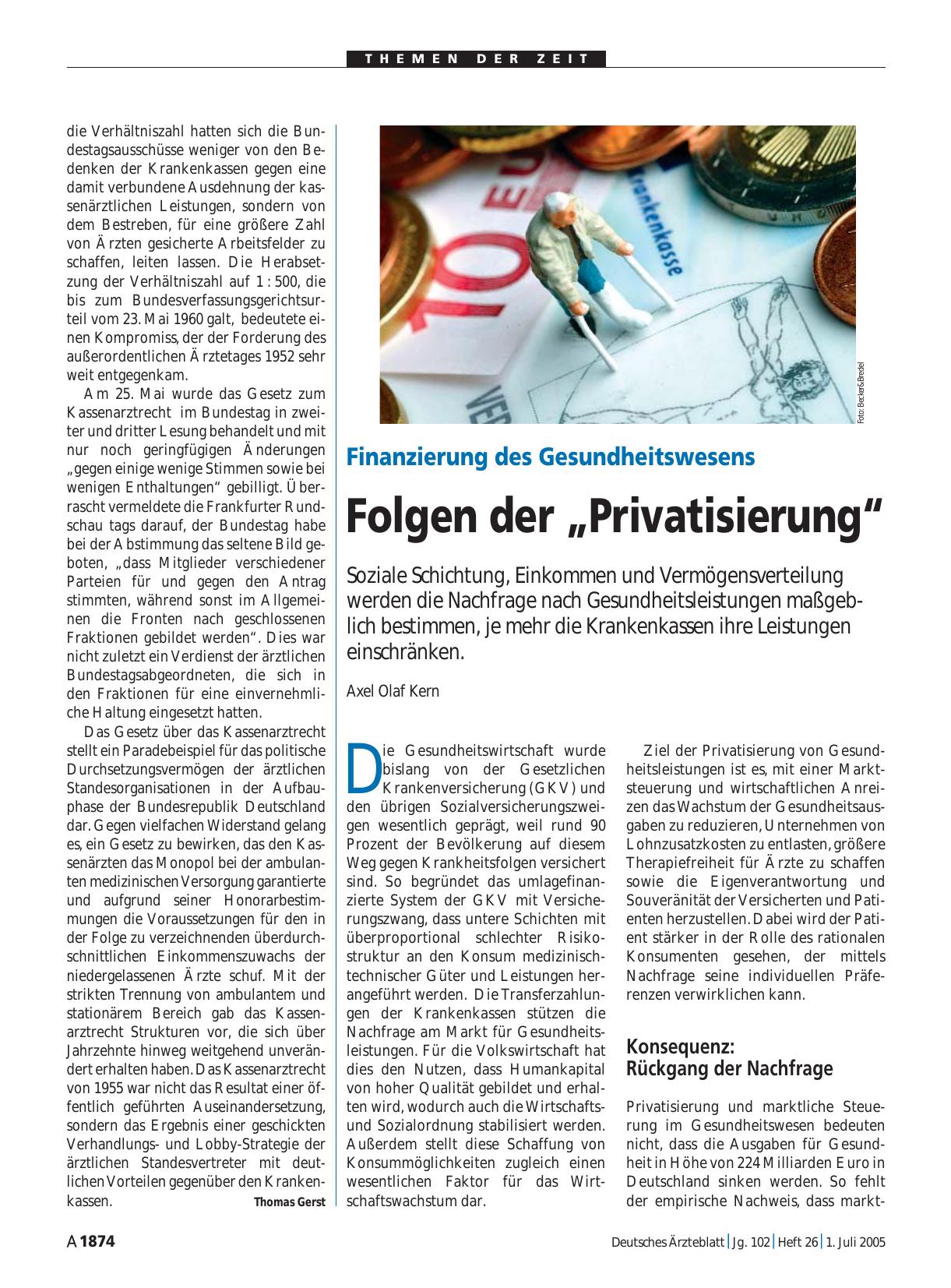 Vorschauseite 1: Finanzierung des Gesundheitswesens: Folgen der „Privatisierung“