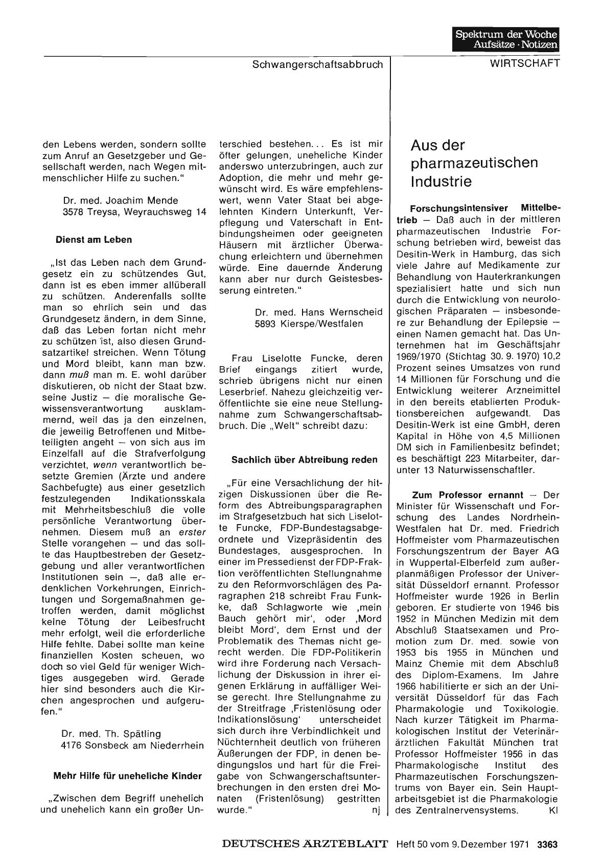 Vorschauseite 1: Aus der pharmazeutischen Industrie