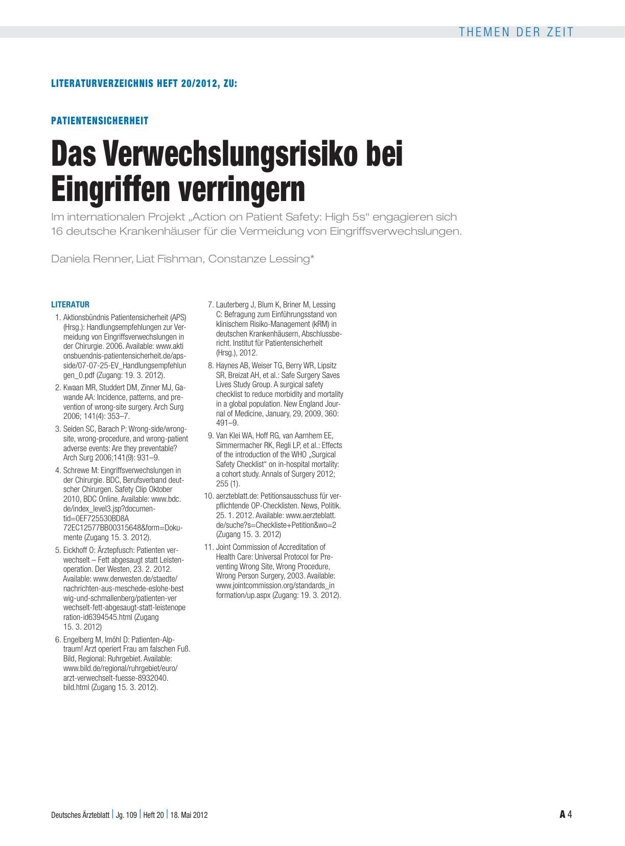 Vorschauseite 4: Patientensicherheit: Das Verwechslungsrisiko bei Eingriffen verringern