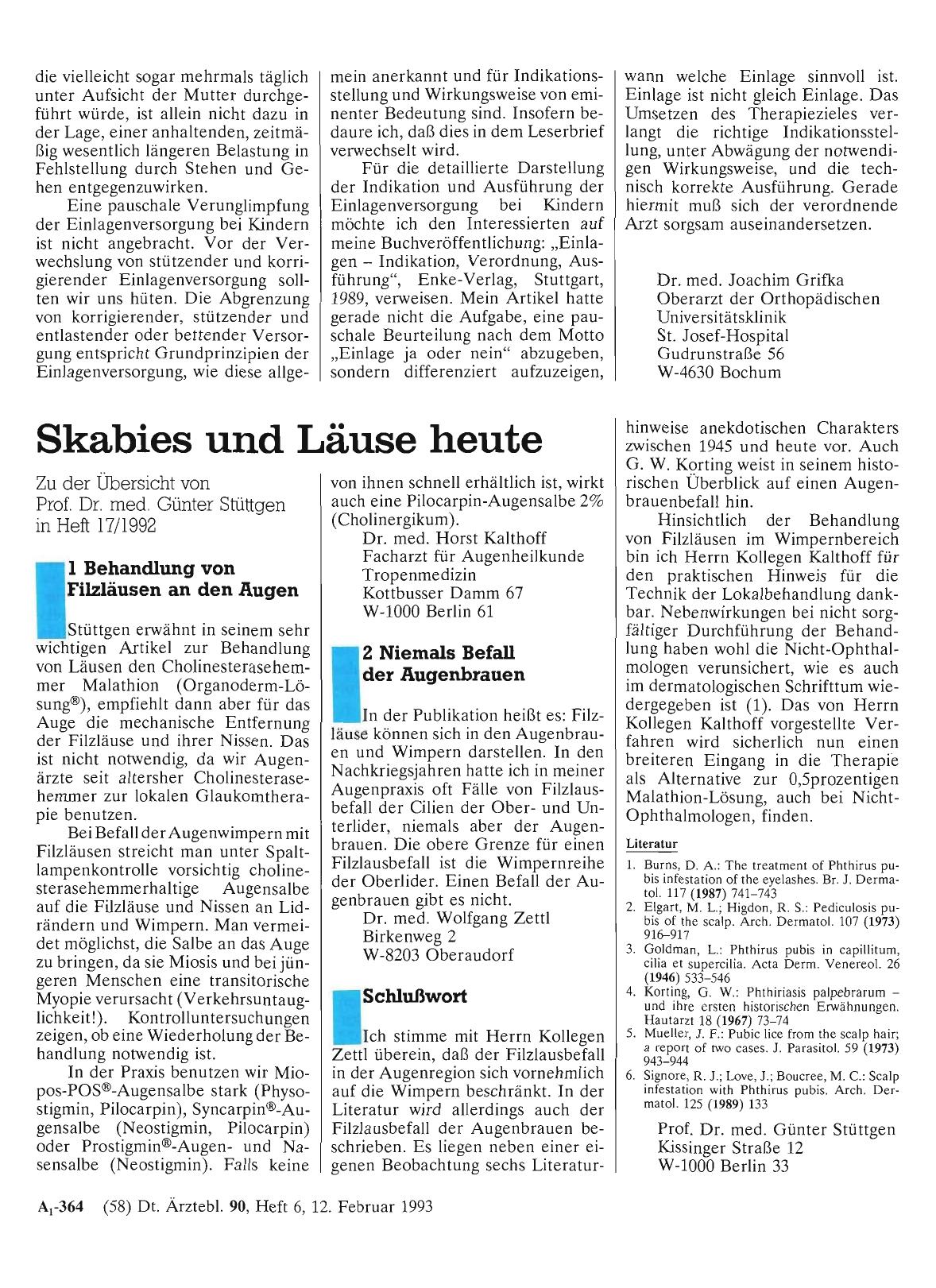Vorschauseite 1: Skabies und Läuse heute: Niemals Befall der Augenbrauen